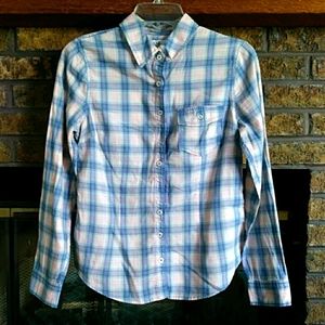 🎈3$20 Forever 21 pink blue plaid button down shirt